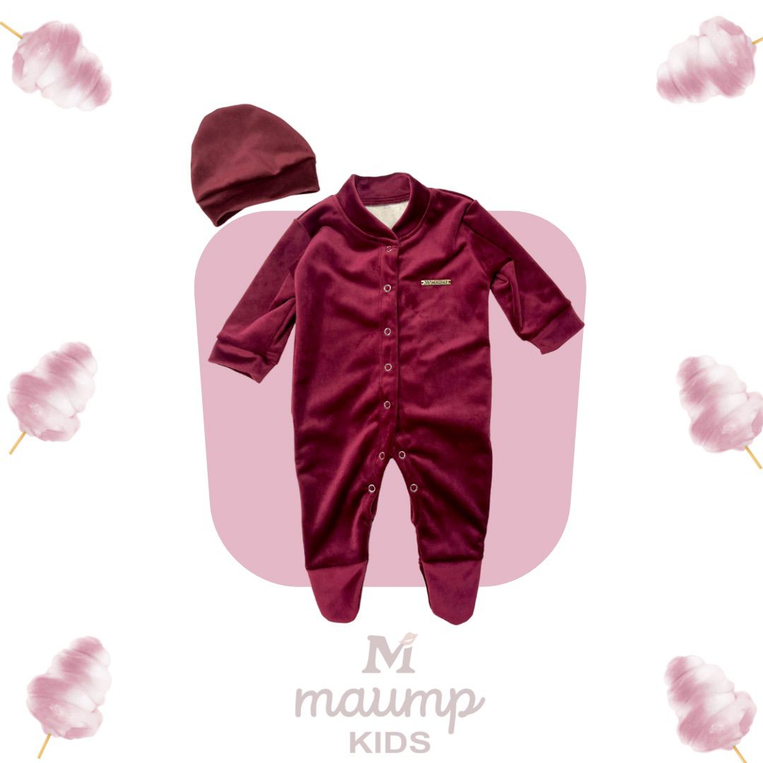 Enterizo de Bebé Térmico Antialergénico - Color Vino con Gorro