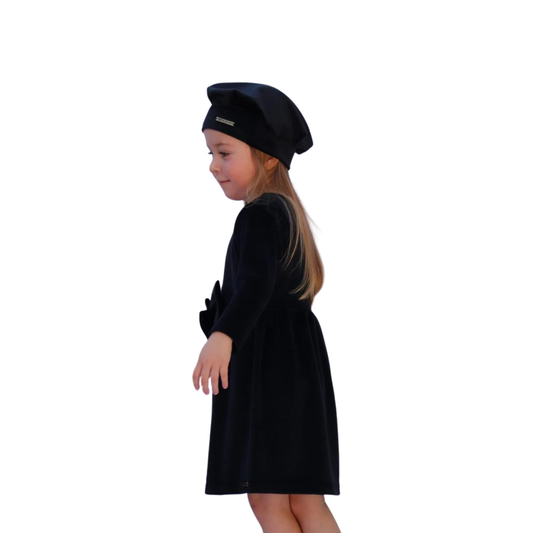 🖤🎀 Vestidito de Plush Negro con Lazo + Boinita – Un Toque de Elegancia y Ternura