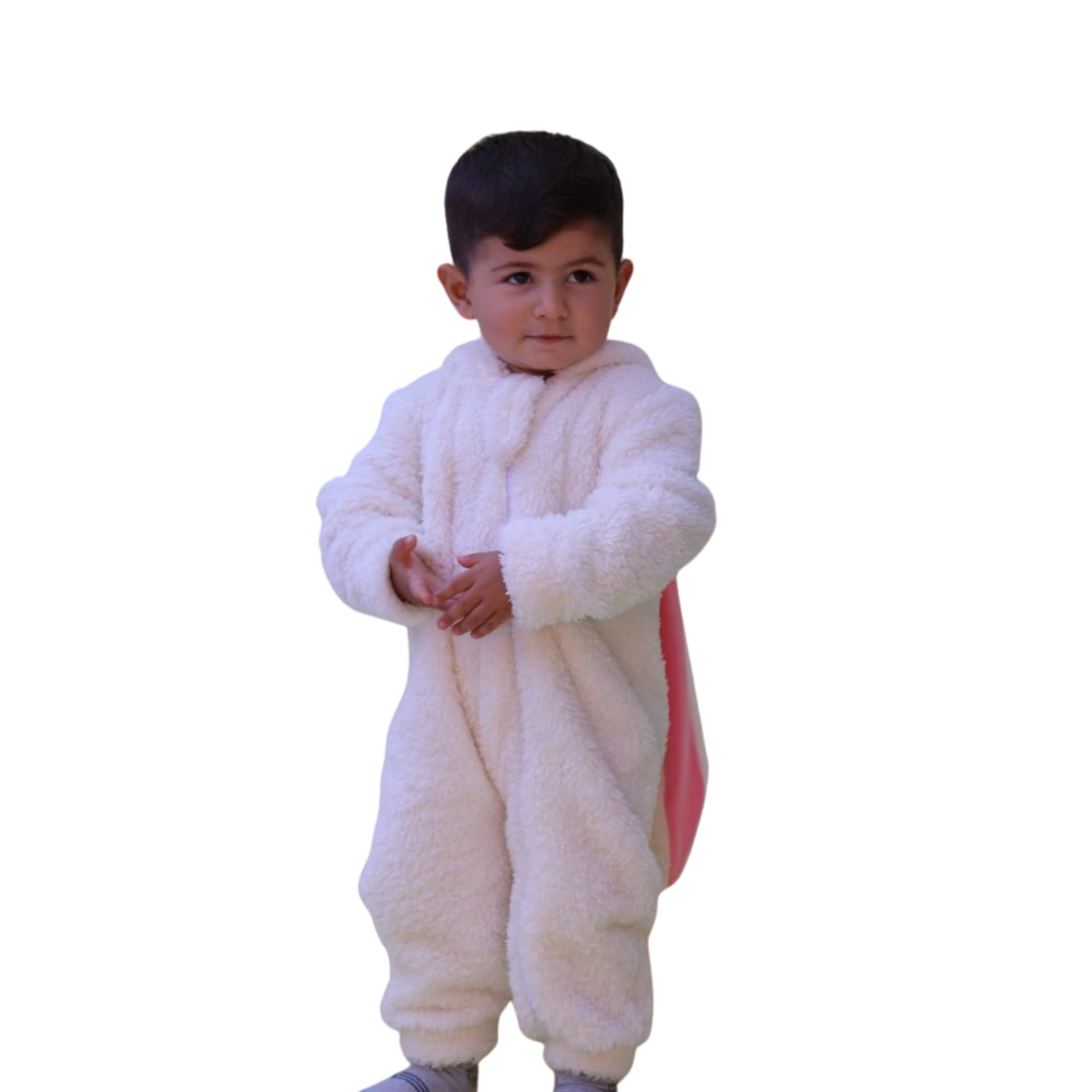 Enterito Infantil Blanco de Conejito 🐰 – Tejido Polar Verboa, con Orejitas y Colita