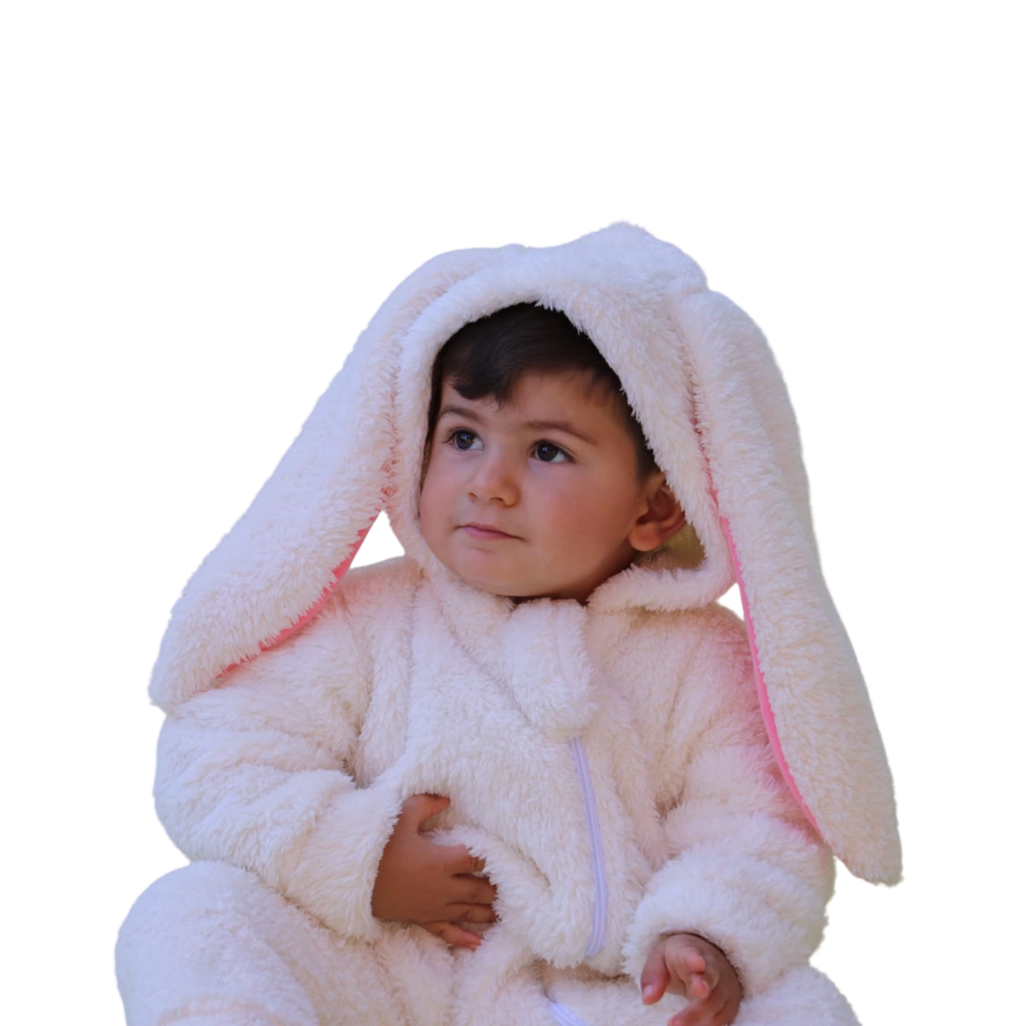 Enterito Infantil Blanco de Conejito 🐰 – Tejido Polar Verboa, con Orejitas y Colita