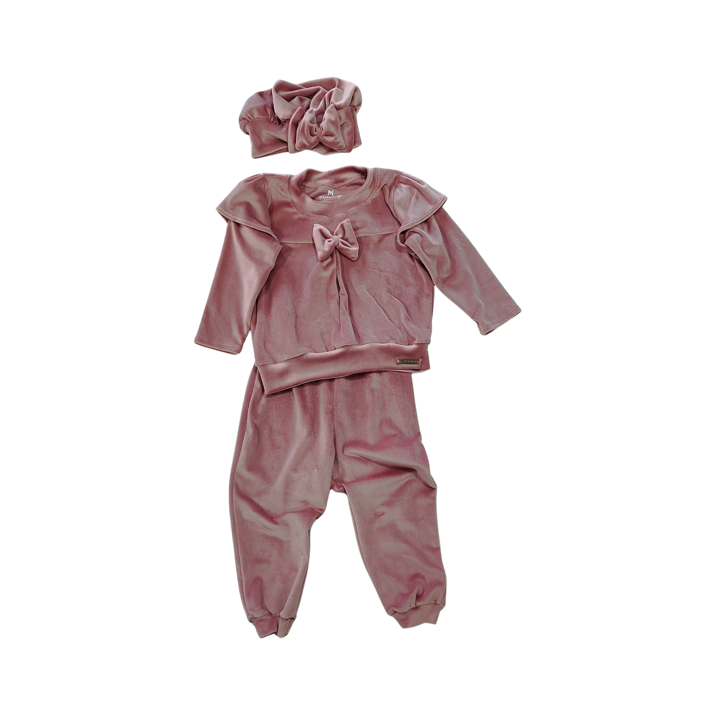 Kit Plush Rosa – Blusita con Frufrú y Lazo + Pantalón + Boina con Lazo