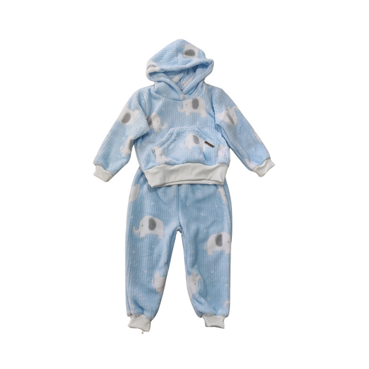 Conjunto Azul Jacquard con Elefantes