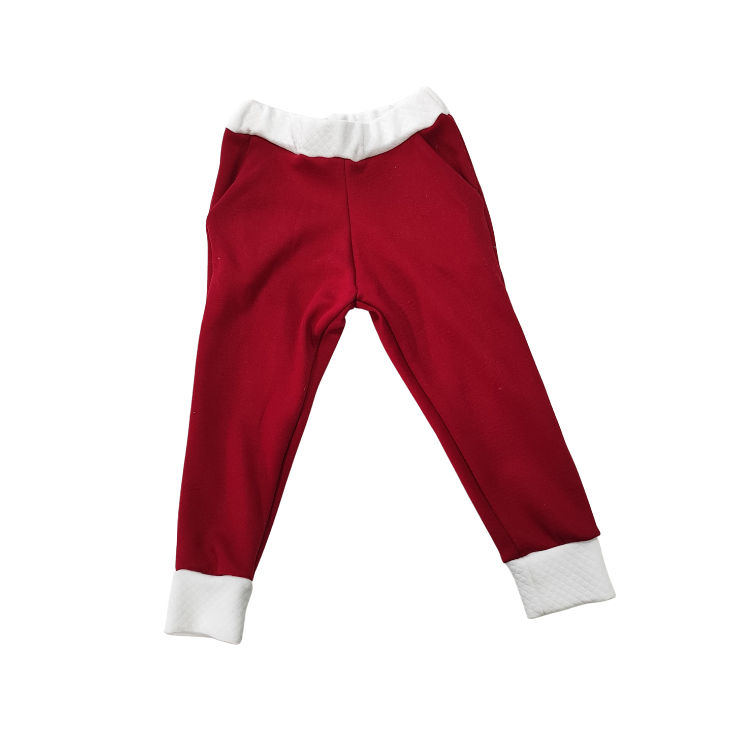 Conjunto Moletón Rojo Estampado con Conejitos – Pantalón + Toca con Lazo Soft Beige