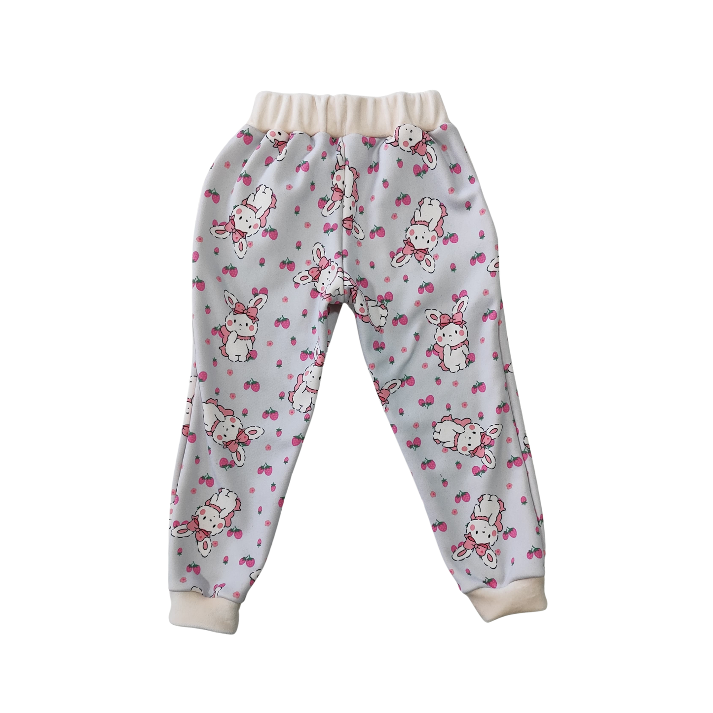 Conjunto Moletón Estampado con Conejitos – Pantalón + Toca con Lazo Soft Beige