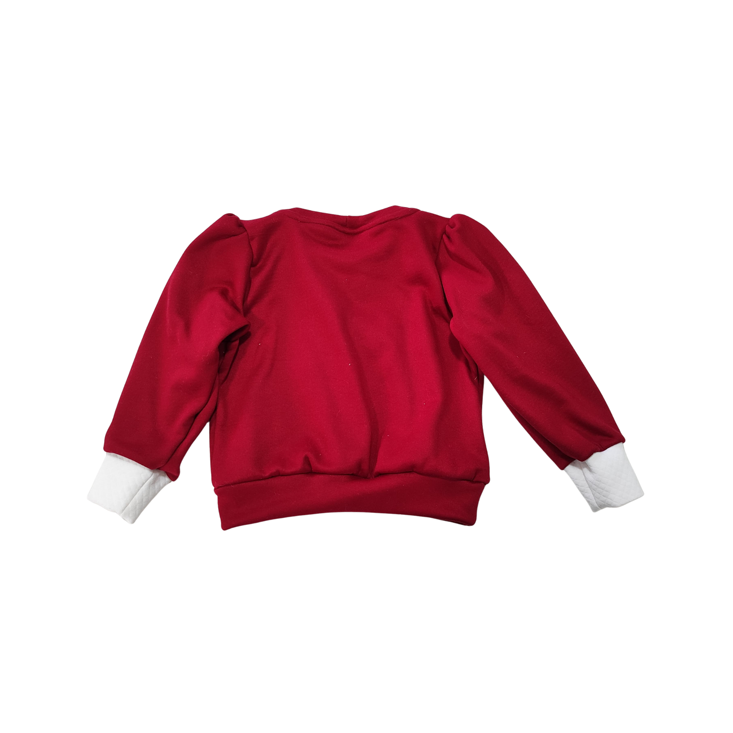 Conjunto Moletón Rojo Estampado con Conejitos – Pantalón + Toca con Lazo Soft Beige