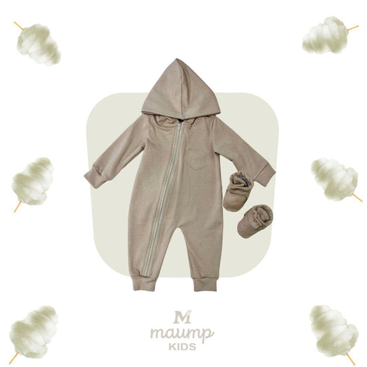 Enterito con capucha y zapatitos – Color beige