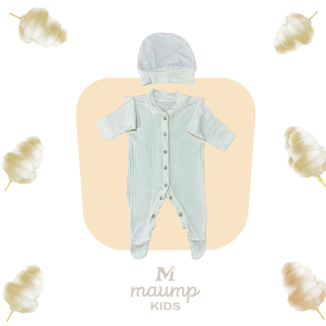 Enterito con Gorro – Tejido Canelado Off White