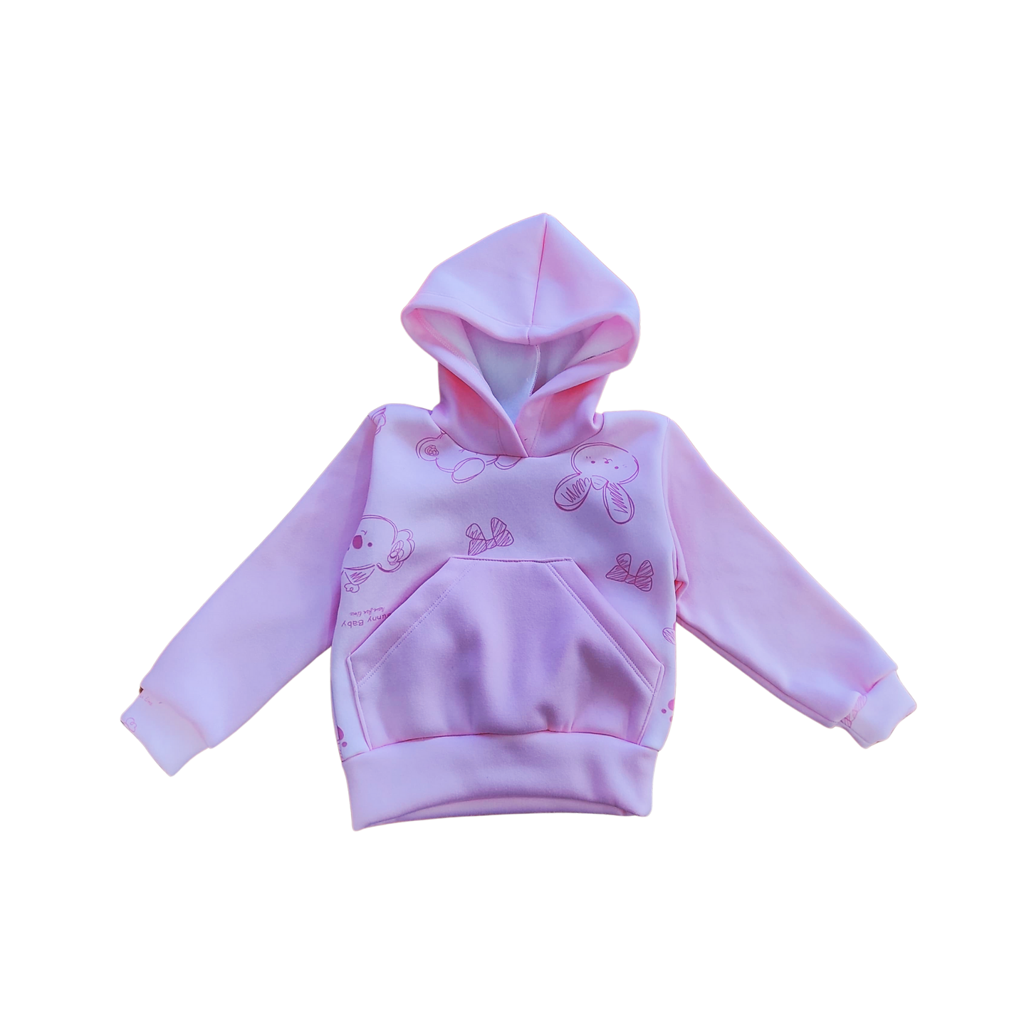 Conjunto de Buzo Infantil Rosa con Estampa de Conejitos 🐰 – Tejido Térmico Afelpado