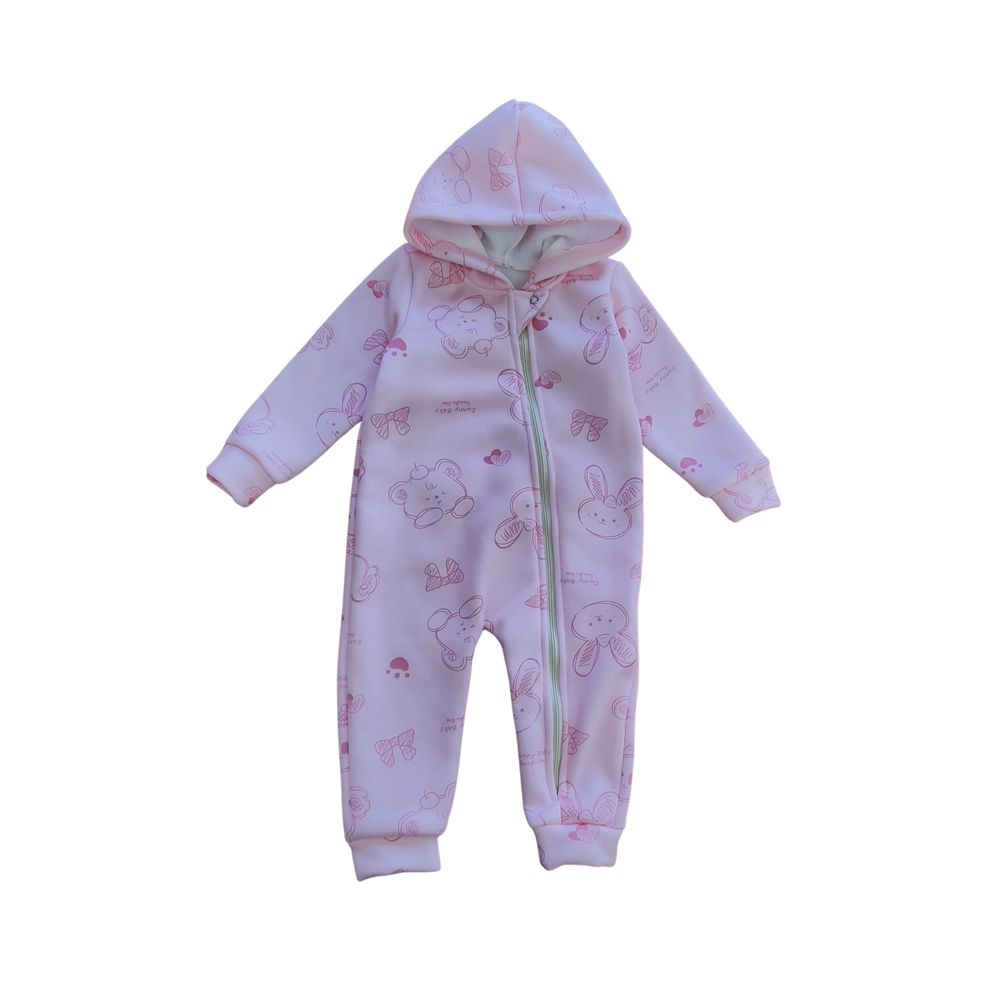 Macacón Rosa con Capucha y Conejitos – Abrigadito y Dulce como un Abrazo