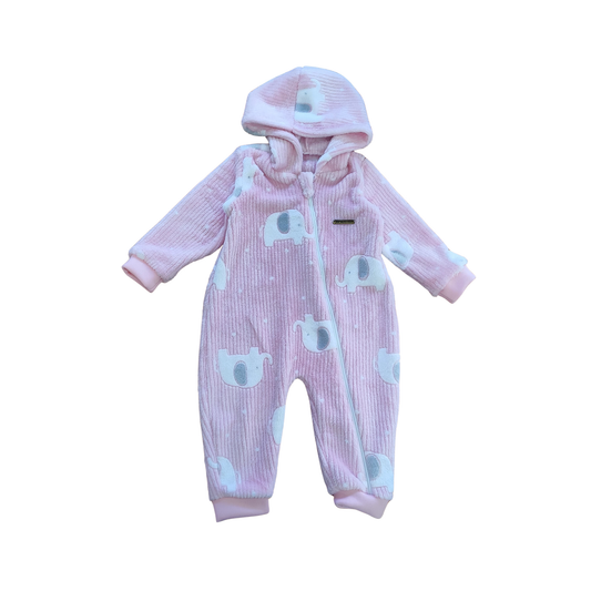 Macacón Polar Rosa con Elefantitos – Calorcito, Suavidad y Mucho Amor