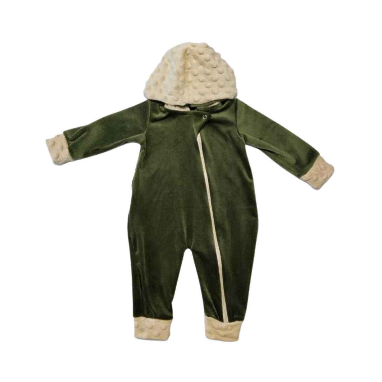 Enterito de Plush Verde para Bebé – Hipoalergénico, Súper Suave y Abrigadito con Cierre Seguro